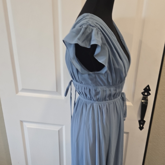 Lulu's Blue Sleeveless Plunge Neck Maxi Dress - Picture 6 of 11